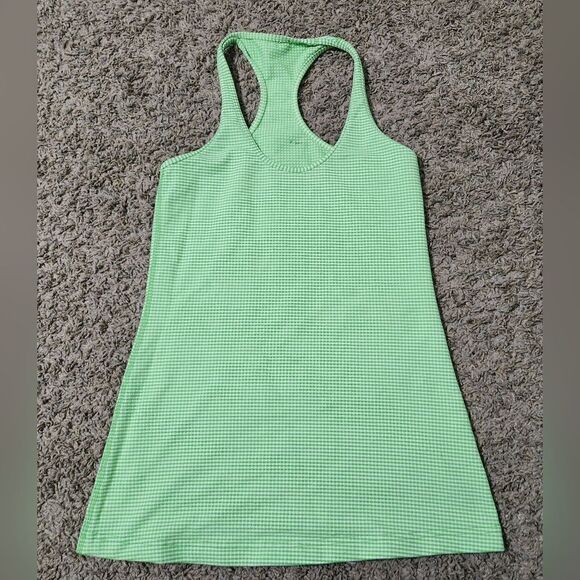 LULULEMON COOL RACERBACK GINGHAM GREEN & WHITE SIZE6 - Picture 6 of 7